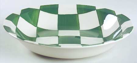 Green Checks Rim Soup Bowl