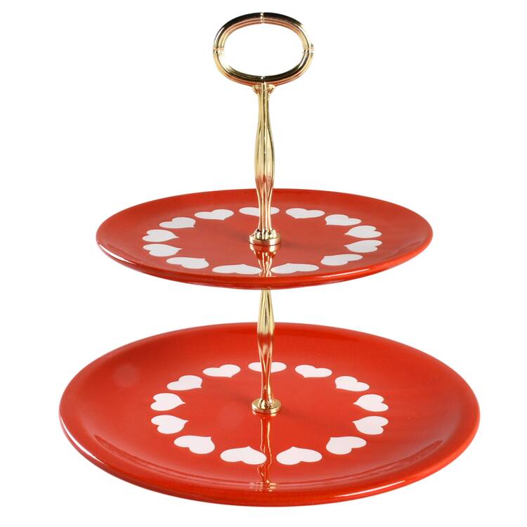 Heart 6 5/8"-10"  2 Tiered Serving Tray (Dp, Sp) HC