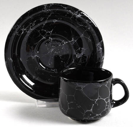 Marble Black Flat Cup & Saucer Set