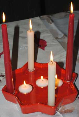 Solid Colours Red Four Light Candlestick
