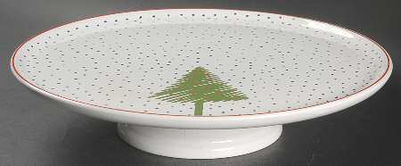 White Christmas 12" Diameter Pedestal Cake Stand