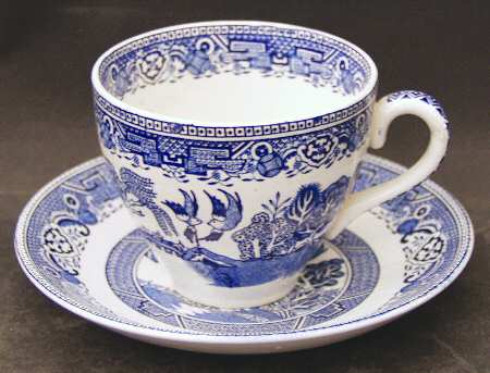 Old Willow Blue (No Trim) Flat Cup & Saucer Set