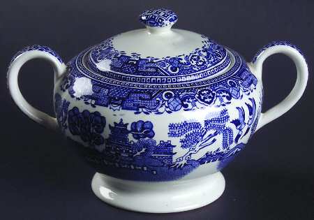 Old Willow Blue (No Trim) Sugar Bowl & Lid