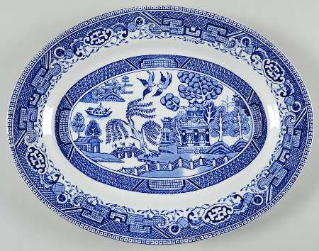 Old Willow Blue (No Trim) 11" Oval Serving Platter