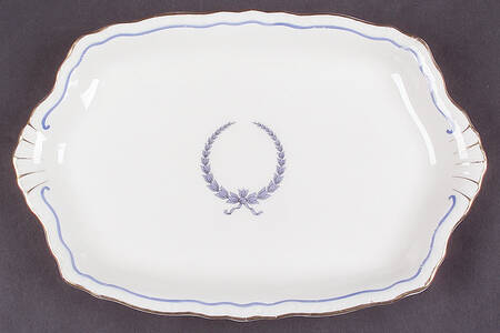 Neo Classic Blue (Scallop. Gold) 11" Oval Serving Platter