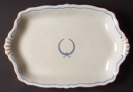 Neo Classic Blue (Scallop. Gold) 15" Oval Serving Platter