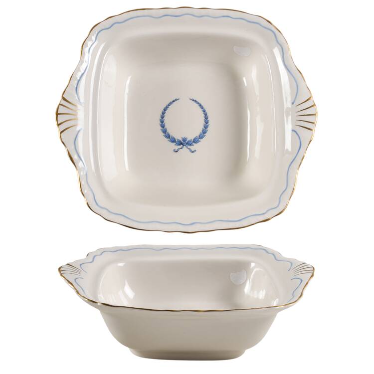 Neo Classic Blue (Scallop. Gold) 10" Square Vegetable Bowl