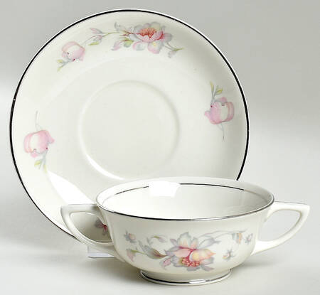 Silver Moon Cream Soup Bowl & Saucer Set