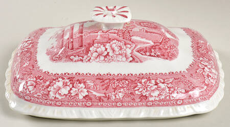 Tudor Rose Pink Lid for Rectangular Vegetable