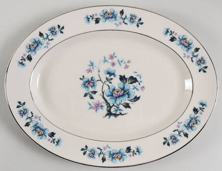 Blue Rose 12" Oval Serving Platter by Woodmere