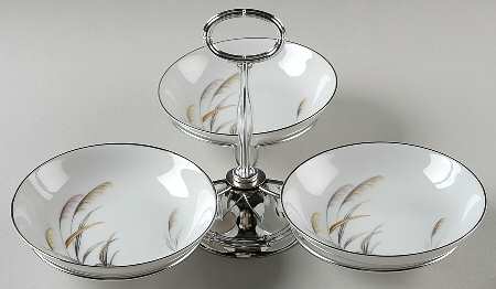 Pampas 7" x 12" 3-Part Relish & Metal Stand (FR) HC
