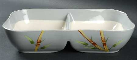 Bambu Gray Oval Divided Vegetable Bowl