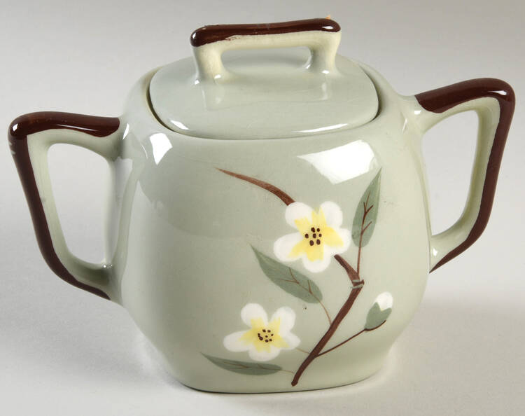 Blossom Celadon Sugar Bowl & Lid