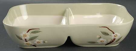 Blossom Celadon 10" Oval Divided Vegetable Bowl
