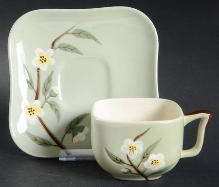 Blossom Celadon Flat Cup & Saucer Set