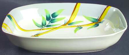 Malay Bambu Gray 9" Oval Vegetable Bowl