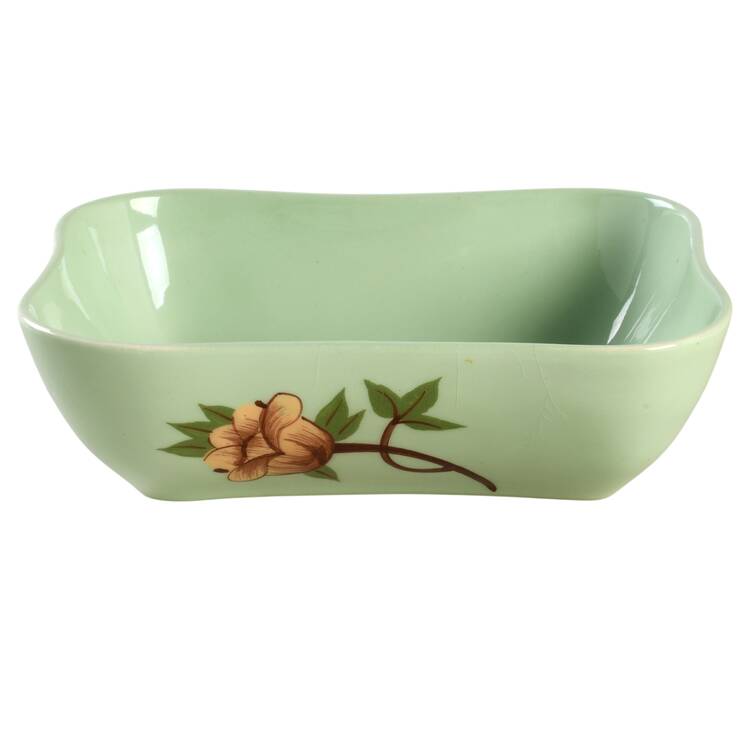 Rose Green 6" Oval Vegetable Bowl