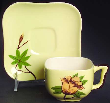 Rose Yellow Flat Cup & Saucer Set