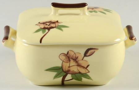 Rose Yellow Covered Soup Bowl