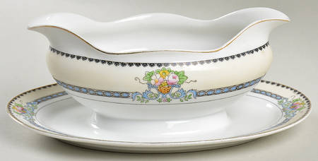Floret Gravy Boat with Attached Underplate