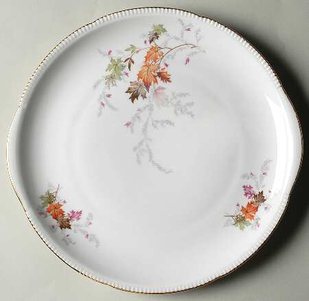 Autumn (Rim, Gold Trim) Handled Cake Plate
