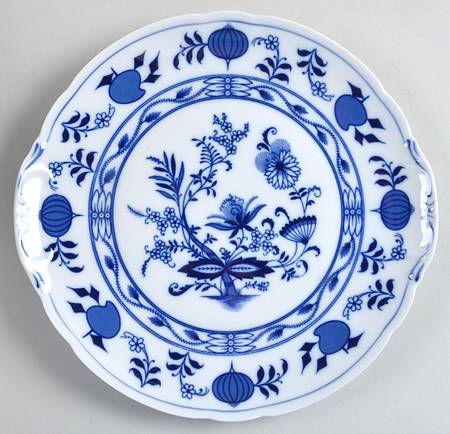 Blue Onion Handled Cake Plate