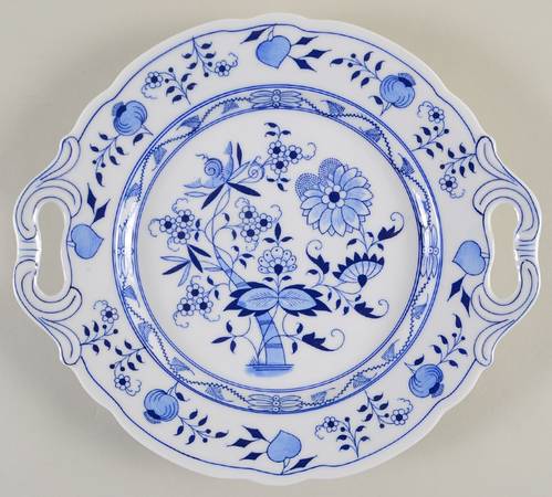 Blue Onion Handled Cake Plate
