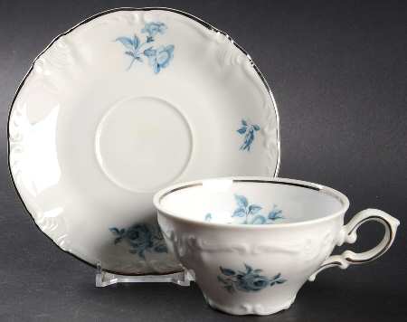 Blue Rose Flat Cup & Saucer Set