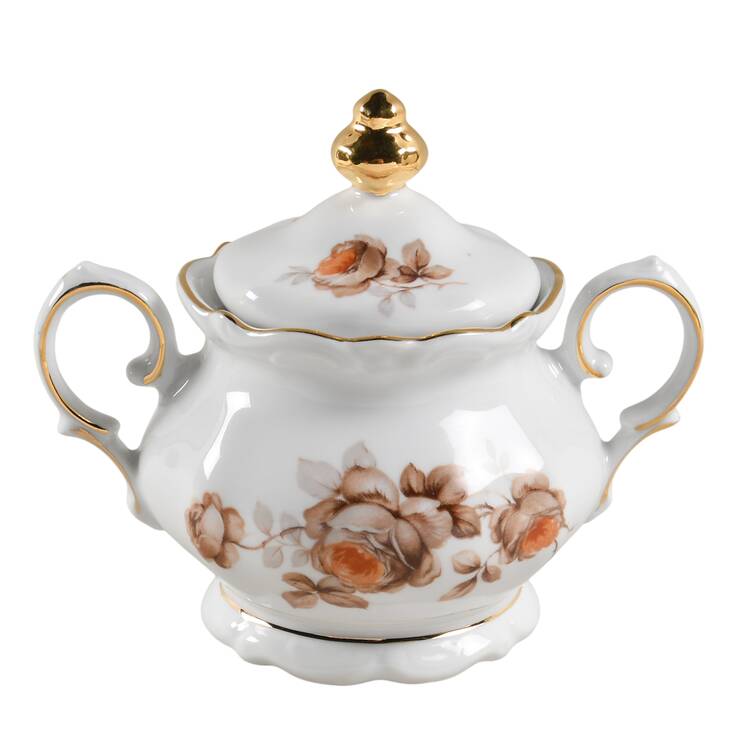 Brown Bouquet (Gold Trim) Sugar Bowl & Lid