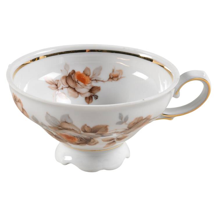 Brown Bouquet (Gold Trim) Footed Cup
