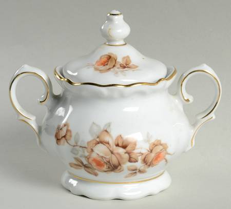 Brown Bouquet (Gold Trim) Sugar Bowl & Lid
