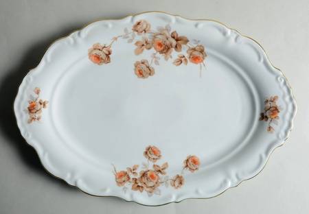 Brown Bouquet (Gold Trim) 15" Oval Serving Platter