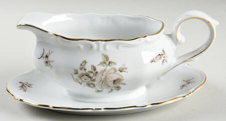 Dawn Rose (Gold Trim) Gravy Boat with Attached Underplate
