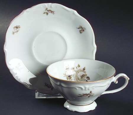 Dawn Rose (Gold Trim) Footed Cup & Saucer Set