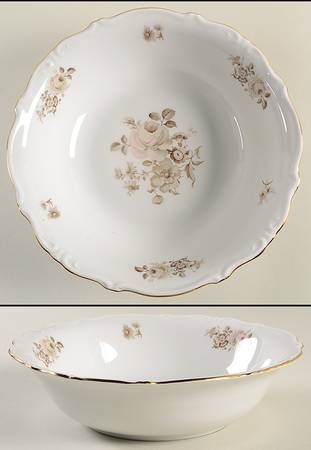 Dawn Rose (Gold Trim) 9" Round Vegetable Bowl