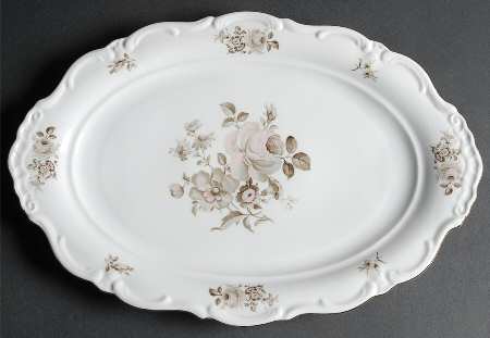 Dawn Rose (Gold Trim) 15" Oval Serving Platter