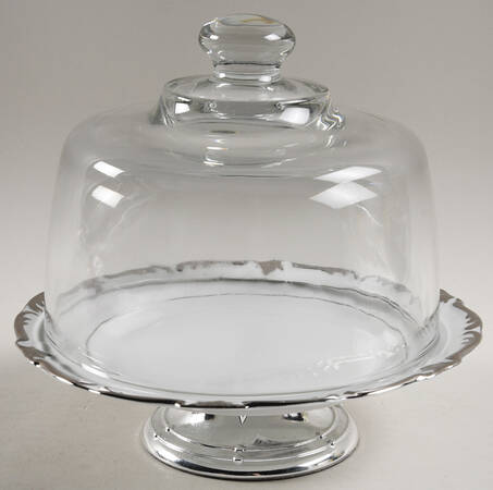 Empire 6 1/2"-7 1/2" Footed Cheese Plate w/ Glass Dome HC