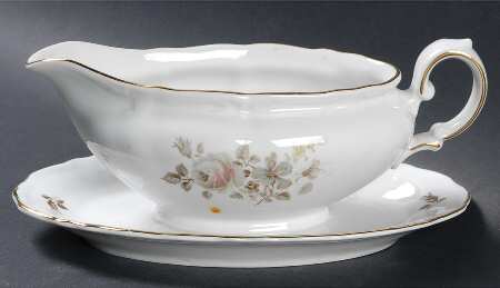 Empress (Gold Trim) Gravy Boat with Attached Underplate