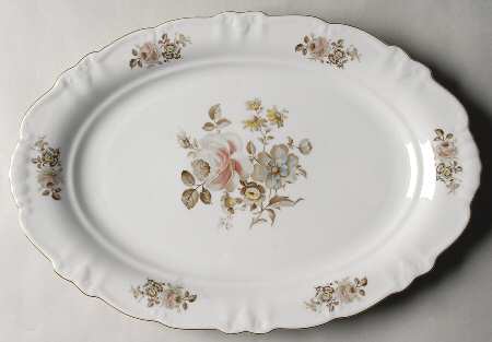 Empress (Gold Trim) 15" Oval Serving Platter