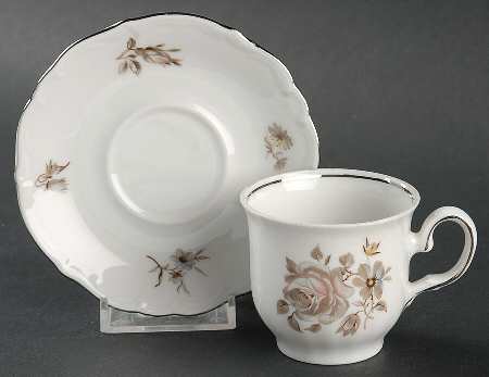 Empress (Platinum Trim) Flat Demitasse Cup & Saucer Set