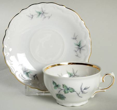 Green Ming (Gold) Flat Demitasse Cup & Saucer Set