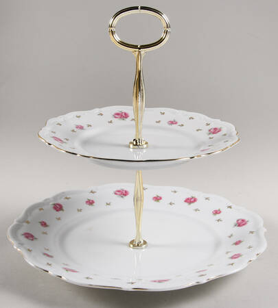 Heritage (Rosebuds) 6 5/8"-10"  2 Tiered Serving Tray (Dp, Sp) HC
