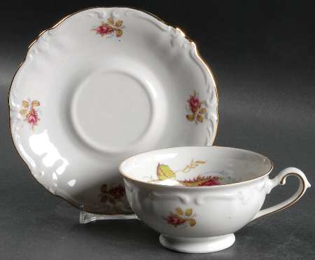 Moss Rose Footed Cup & Saucer Set