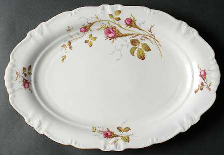 Moss Rose 15" Oval Serving Platter