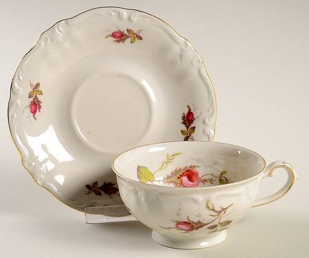 Moss Rose Footed Cup & Saucer Set