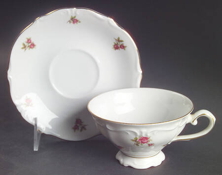Rosebud (Rim Shape) Footed Cup & Saucer Set