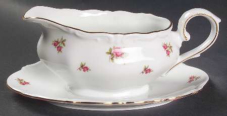 Rosebud (Rim Shape) Gravy Boat with Attached Underplate