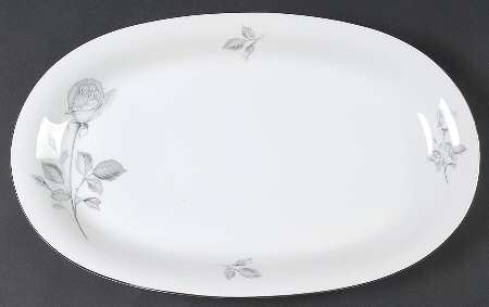 Snow Rose 15" Oval Serving Platter