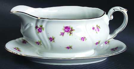 Spring Roses (Swirl) Gravy Boat with Attached Underplate