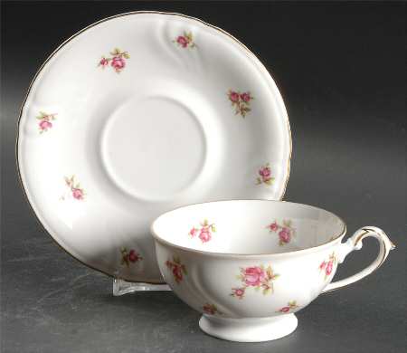 Spring Roses (Swirl) Footed Cup & Saucer Set
